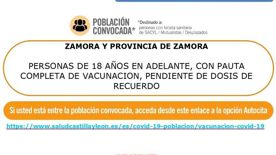 AUTOCITA ZAMORA 18 de FEBRERO  ADULTOS DOSIS RECUERDO.