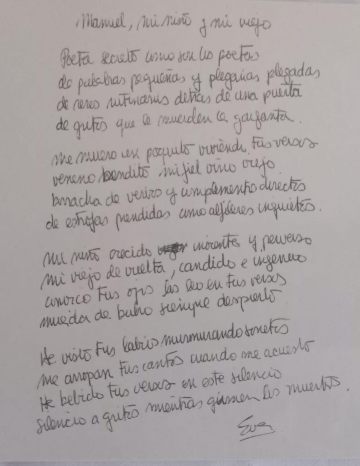 El poema manuscrito.