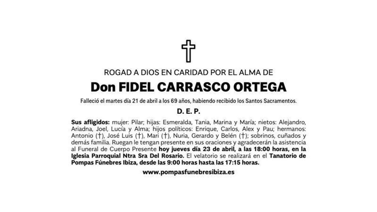 Esquela Fidel Carrasco Ortega
