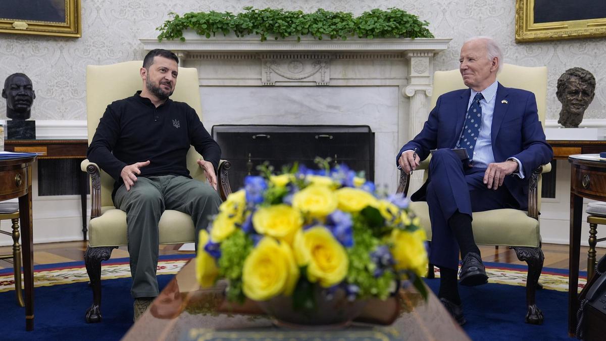 Volodímir Zelenski y Joe Biden, durante su reunión en la Casa Blanca, este jueves.