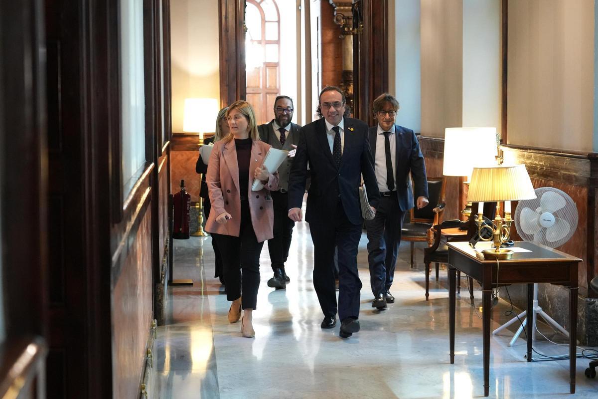 Imagen de la Mesa del Parlament antes de reunirse este martes.