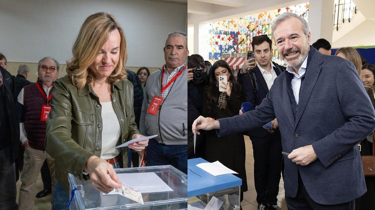 Pilar Alegría y Jorge Azcón votando en las elecciones de Aragón del pasado 8 de febrero.