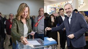 Pilar Alegría y Jorge Azcón votando en las elecciones de Aragón del pasado 8 de febrero.