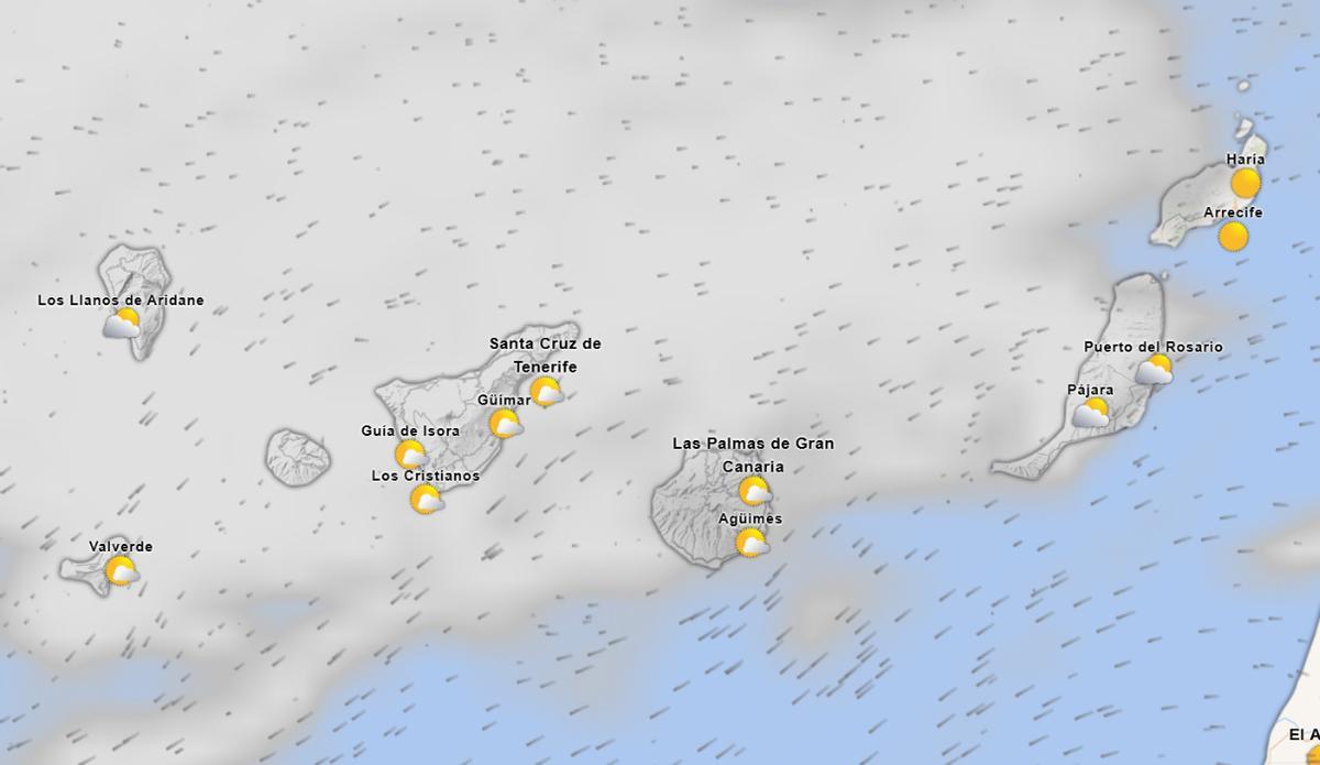 Previsión del tiempo en Canarias este lunes a las 9.00.