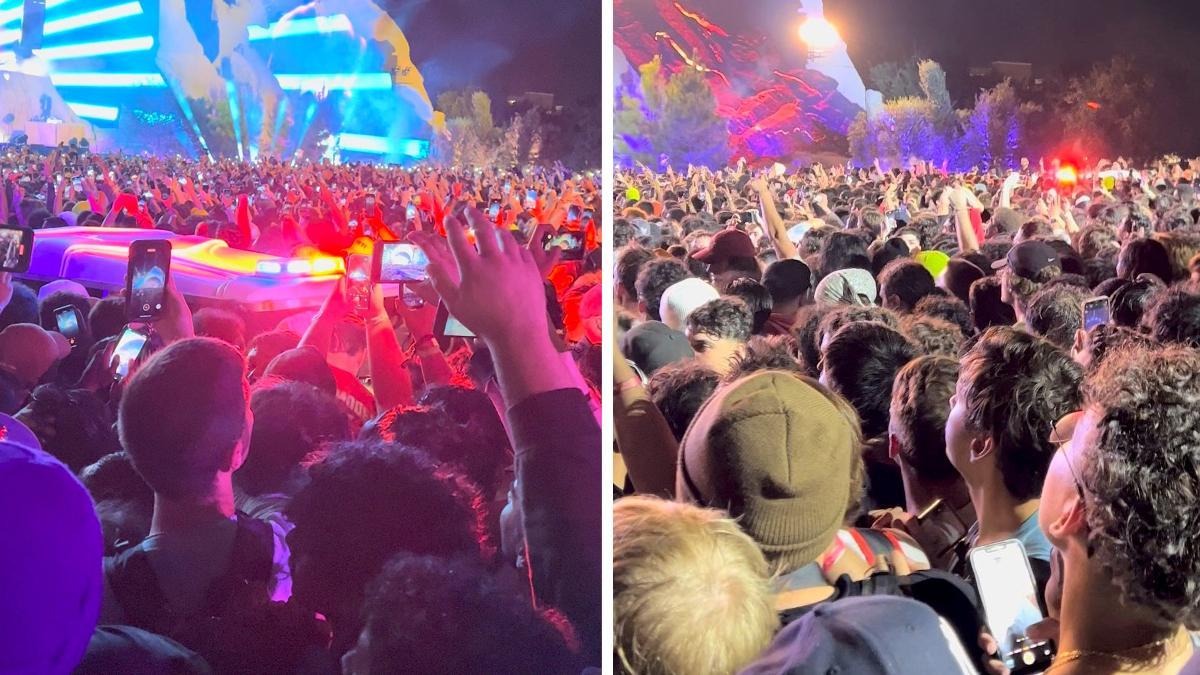 Dos imágenes recogen la estampida durante el festival de música Astroworld en Houston, Texas.