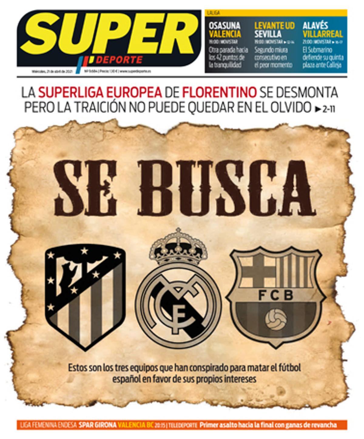 Esta es la portada de SUPER de este miércoles, 21 de abril