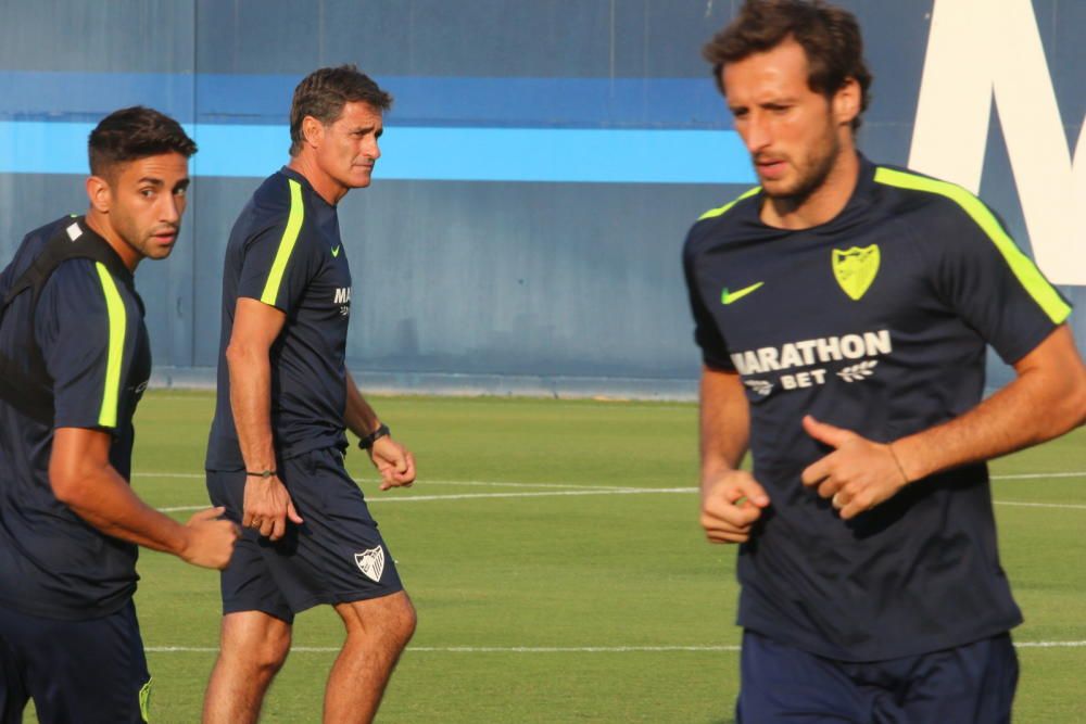 Entrenamiento del Málaga CF tras la derrota en Valencia