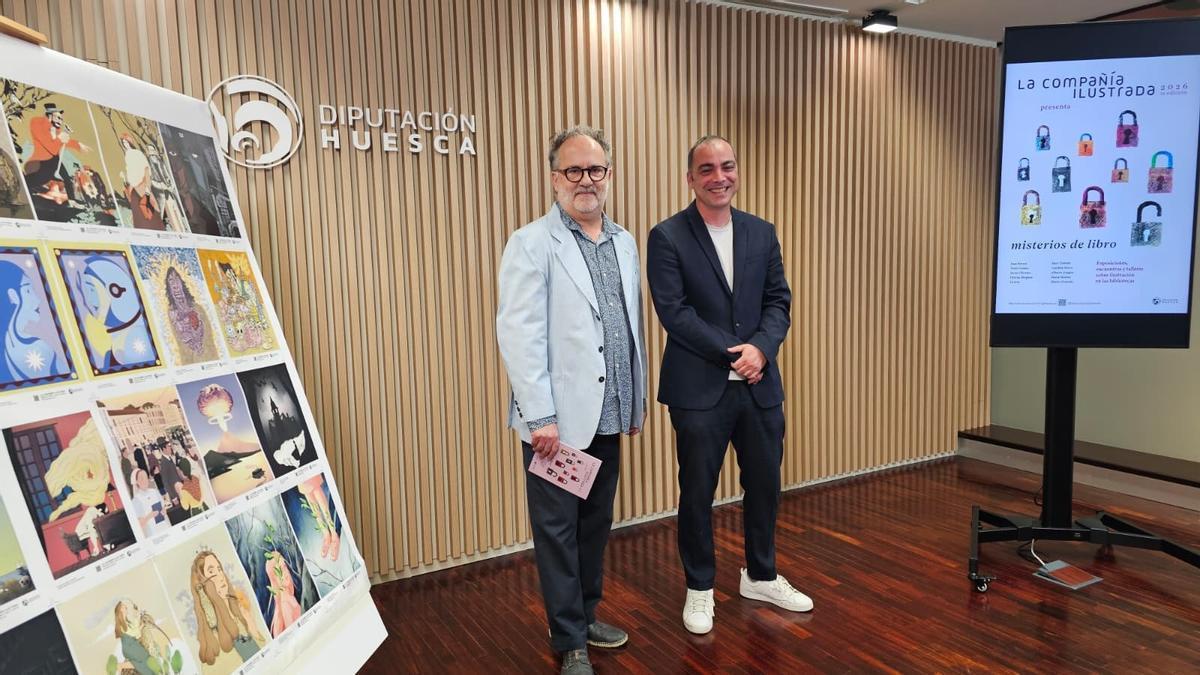 Carlos Grasa y Carlos Sampériz durante la presentación de La compañía ilustrada 2026