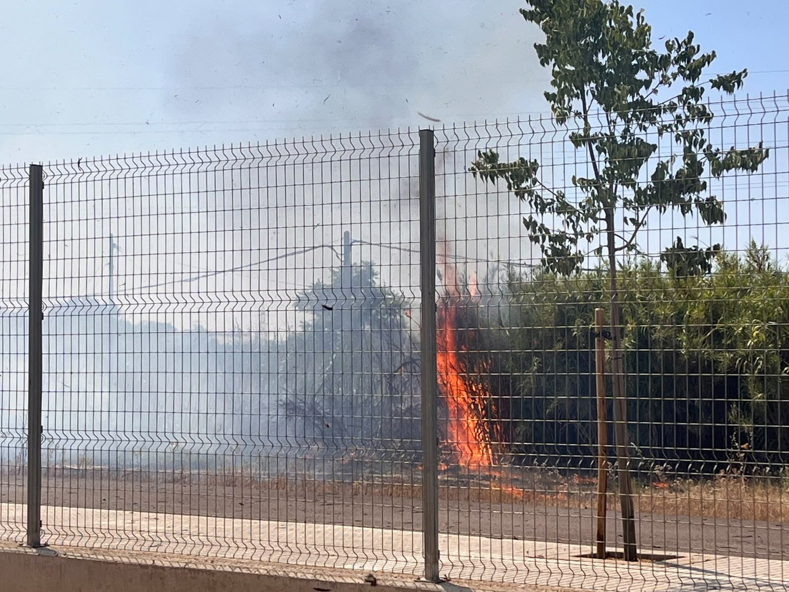 Imagen del fuego declarado en Huerta Rosales (Badajoz).