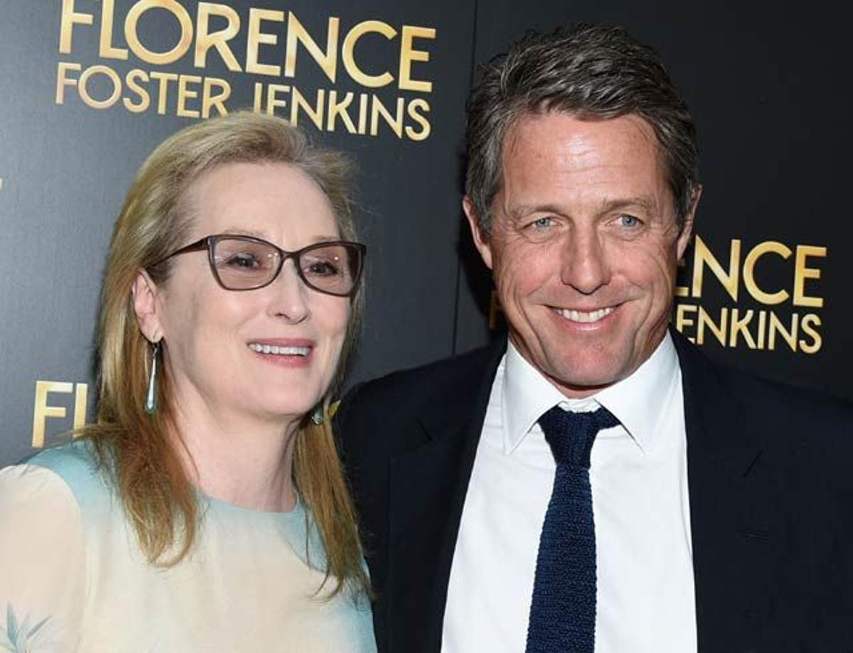 Meryl Streep y Hugh Grant en el estreno de Florence Foster Jenkins en Nueva York.
