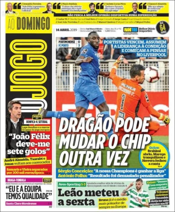 Portada O JOGO domingo 14 de abril de 2019