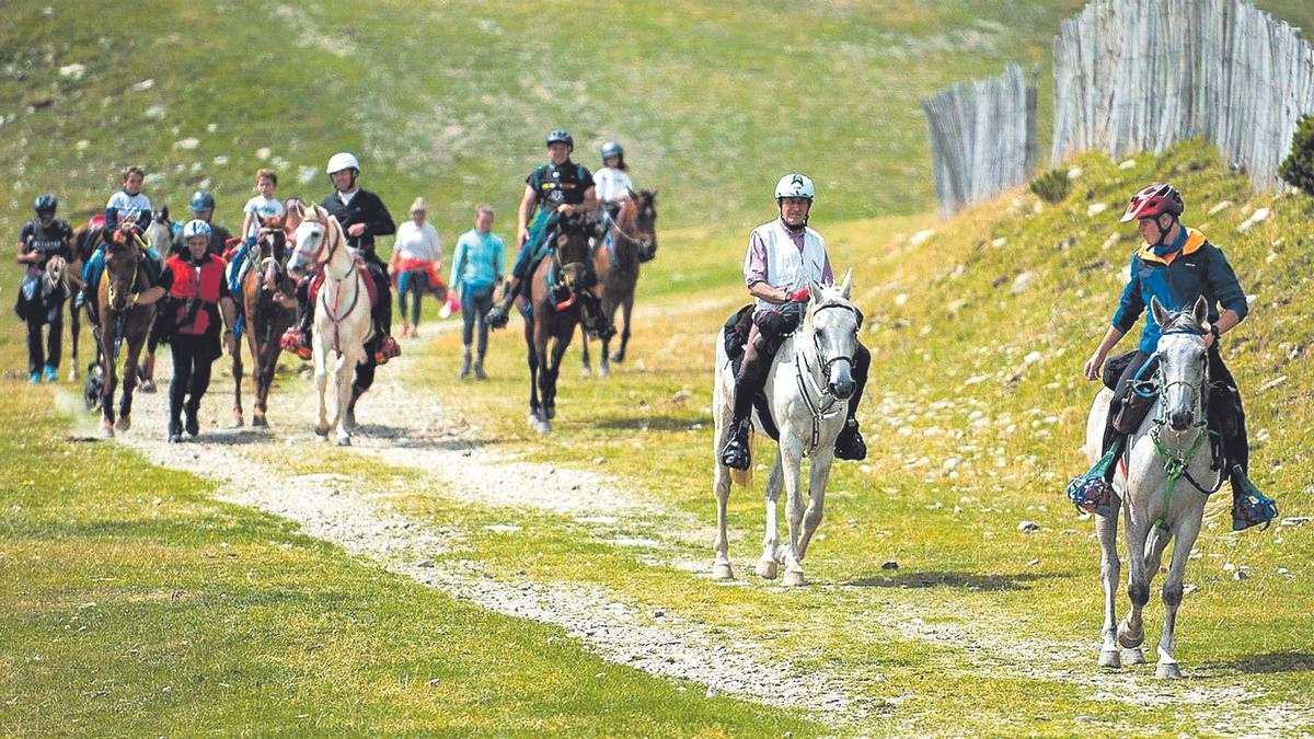 Excursió a cavall per les pistes d’esquí de la Vall de Núria durant l’estiu.