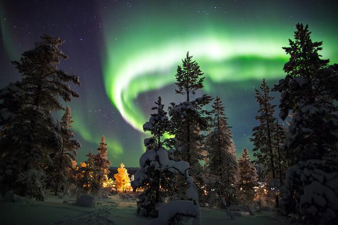 Auroras boreales en Finlandia.