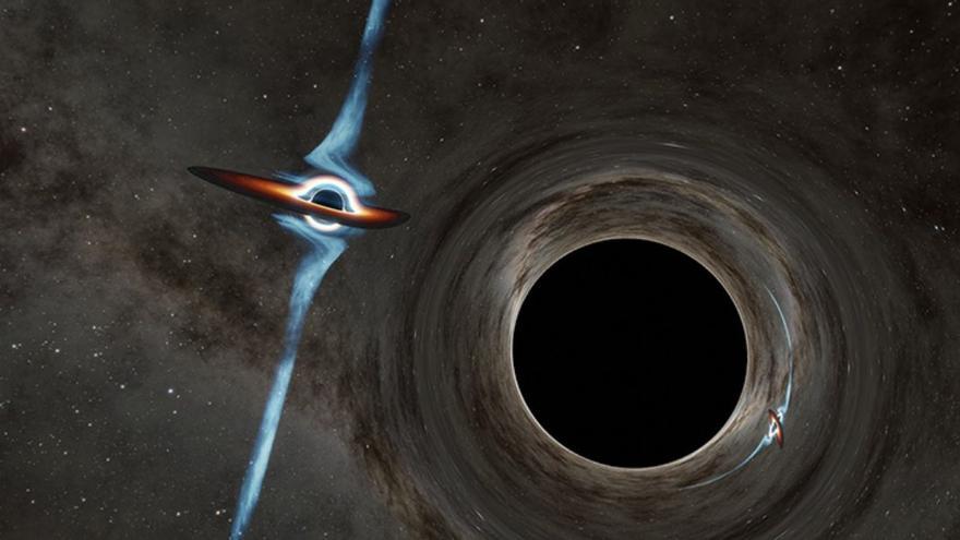 Dos agujeros negros supermasivos orbitan entre sí en un sistema binario: están muy cerca uno del otro y eventualmente colisionarán.