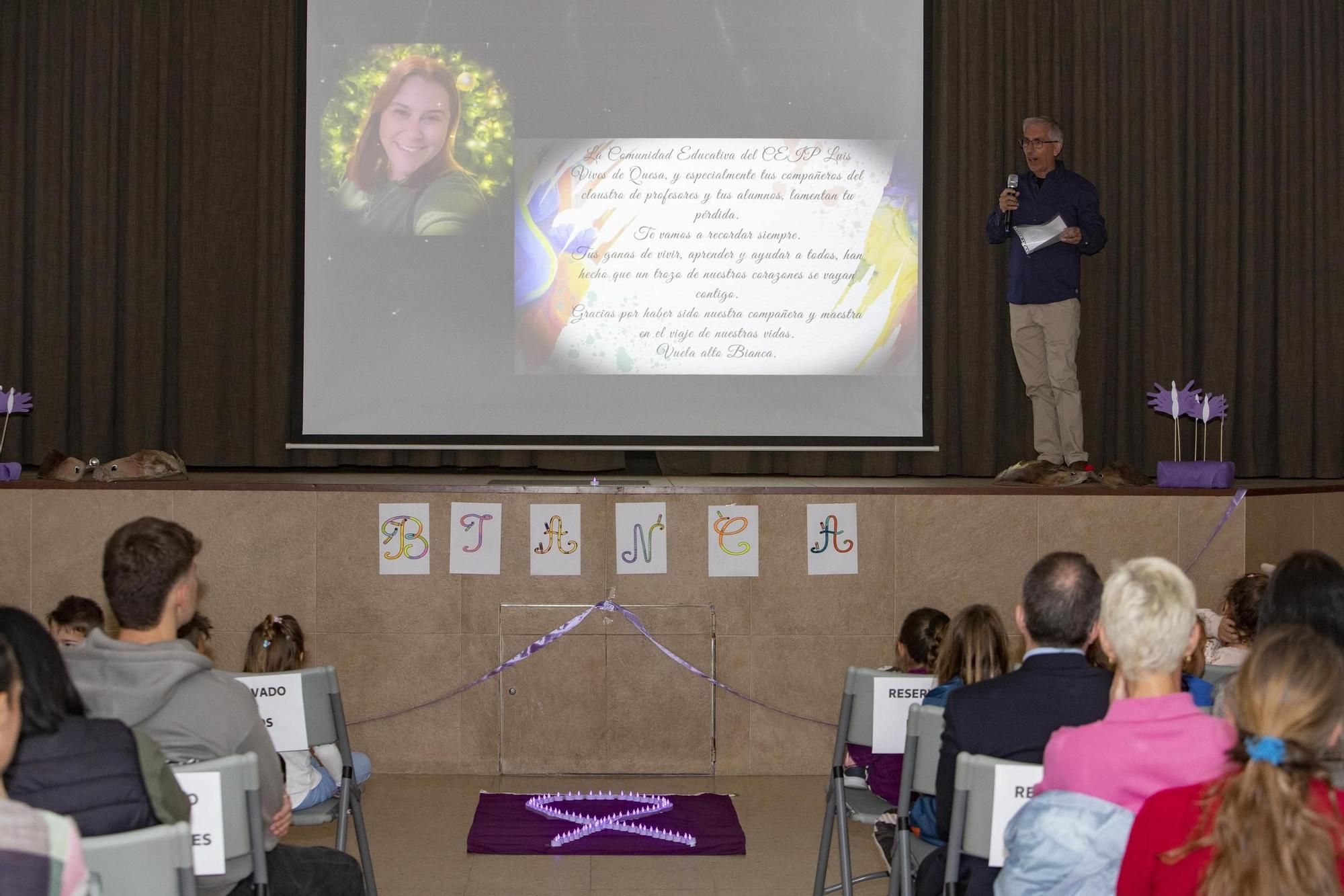 Así ha sido el emotivo homenaje de la comunidad educativa de Quesa a la profesora asesinada en Málaga