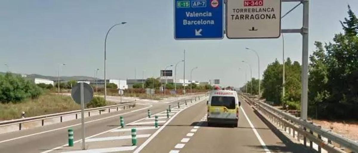 Acceso a la autopista desde la N-340 a la altura de Orpesa.
