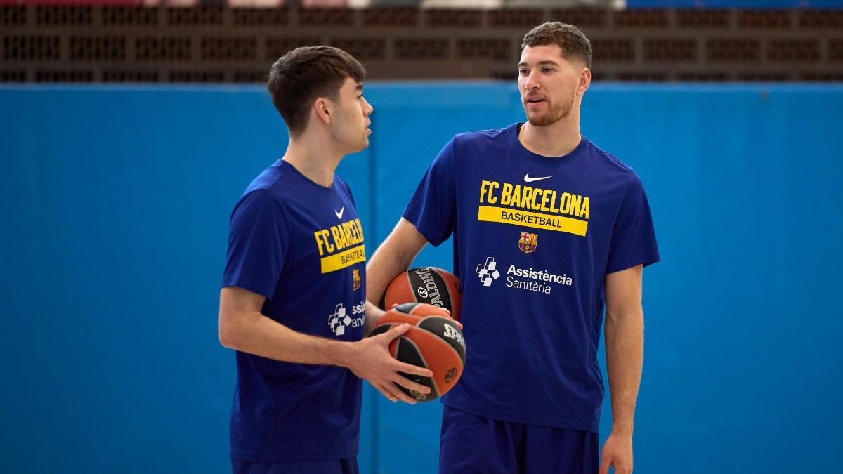 Juan Núñez y Joel Parra en el último entrenamiento antes de medirse a Olimpia Milano