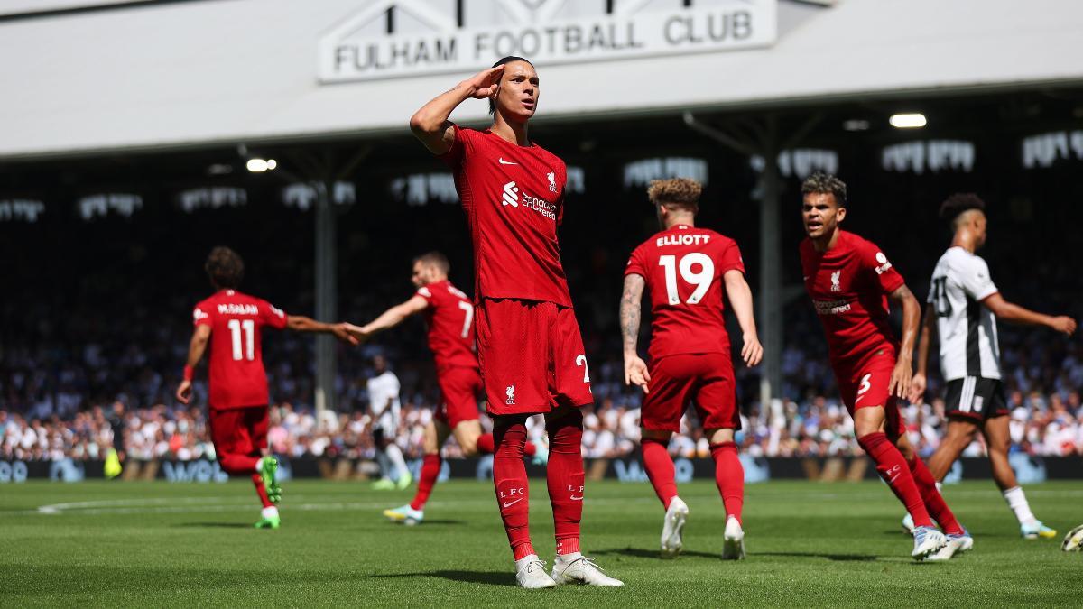 Darwin Núñez en su primera celebración en la Premier League