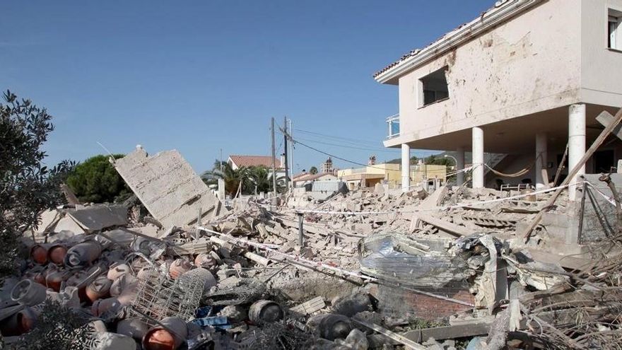 El chalé de Alcanar, tras la explosión.