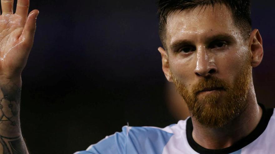 Lionel Messi, con la camiseta albiceleste de Argentina.