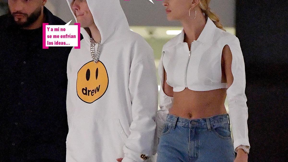 Justin Bieber y Hailey Bieber juntos y vestidos de blanco