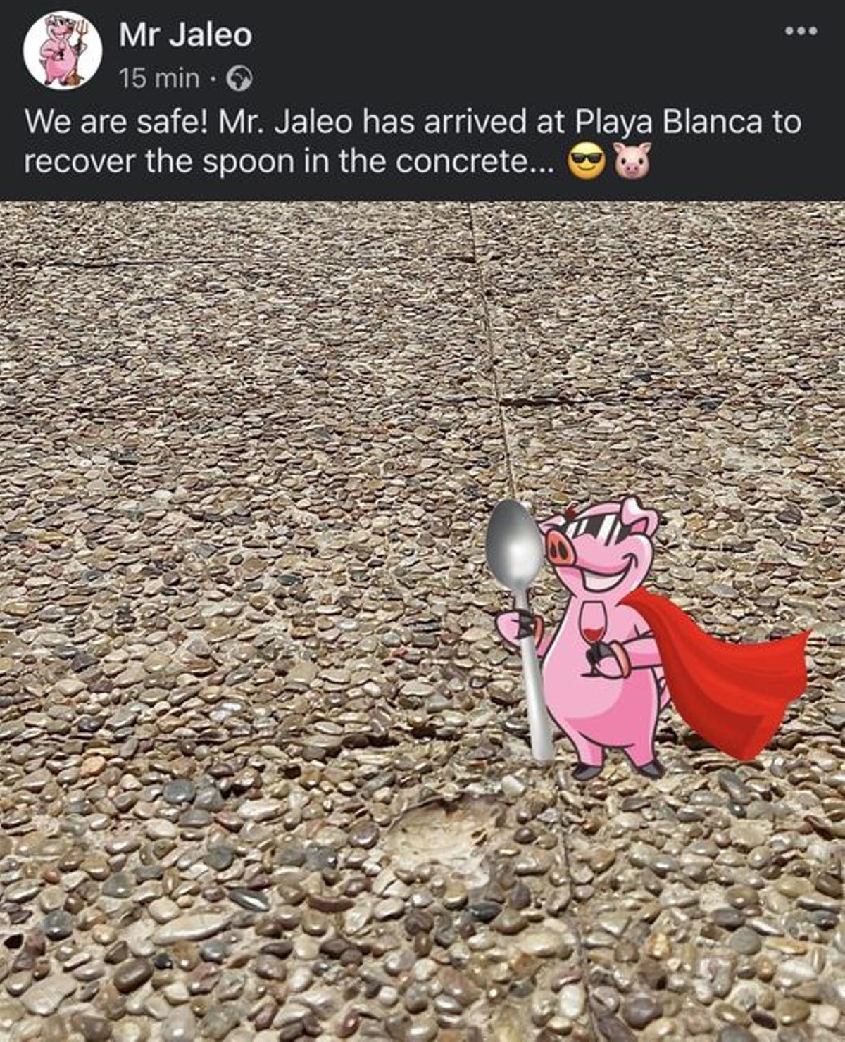 Meme sobre la cuchara desaparecida de la avenida marítima de Playa Blanca (Yaiza)