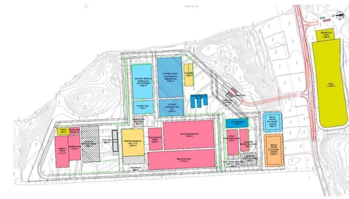 Proyecto de la planta presentado por la UTE a principios de 2024, donde figura una zona de valorización -generación de energía por incineración de residuos-