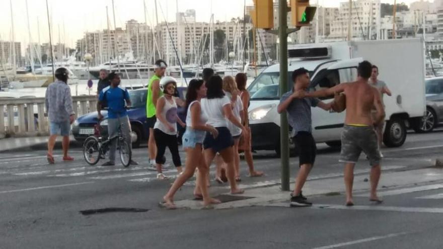 Pelea multitudinaria en el Paseo Marítimo de Palma