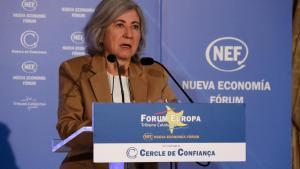 Dolors Feliu, presidenta de lANC, durant la conferència del Fòrum Europa Tribuna Catalunya