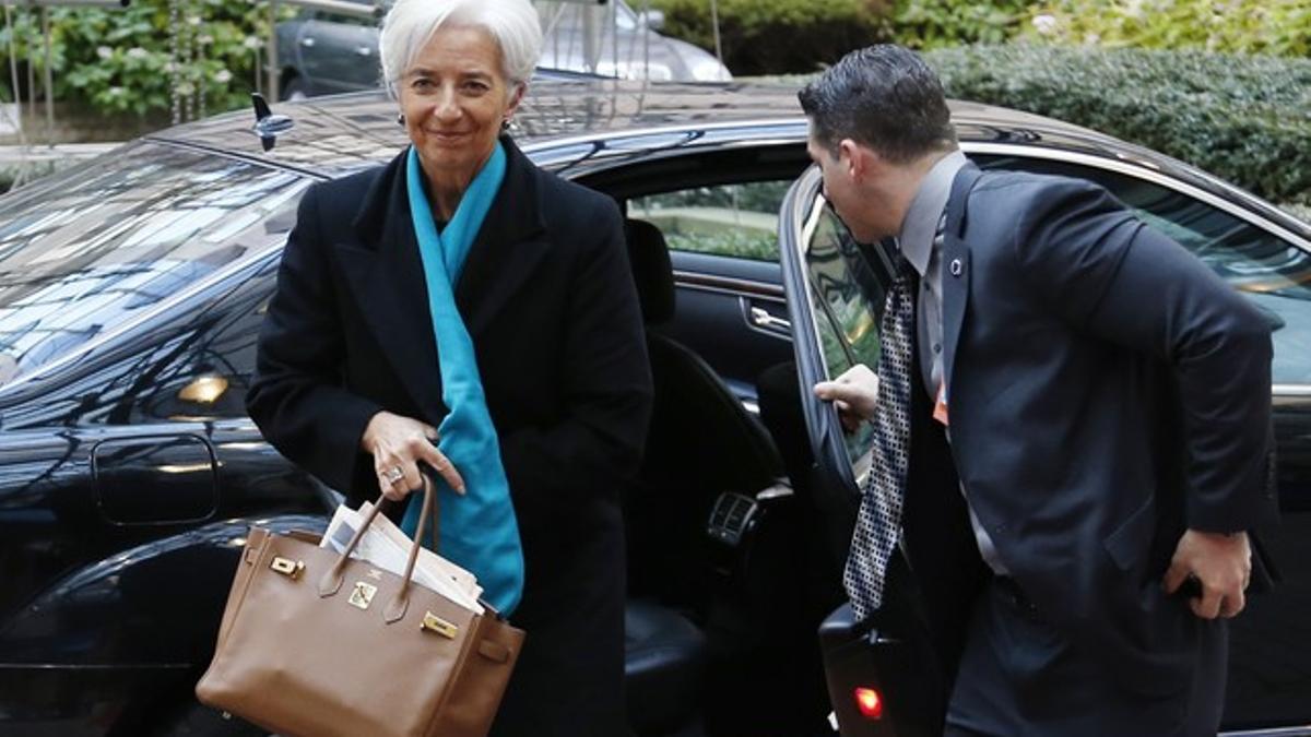 La directora gerente del FMI, Christine Lagarde, a su llegada a la reunión con el Eurogrupo, ayer en Bruselas.