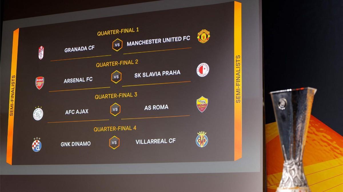 Imagen de los emparejamientos de los cuartos de final de la Europa League