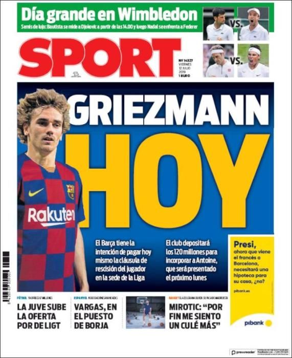 Portada SPORT viernes 12 julio 2019