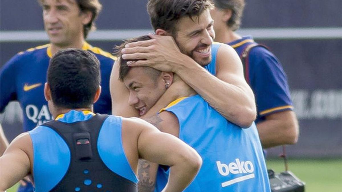 Neymar, en uno de los entrenamientos de esta temporada