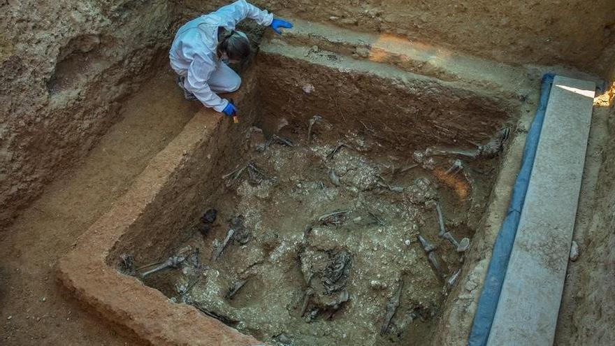 Excavación en la Fosa 113 del complejo de fosas comunes del cementerio de Paterna (Valencia)