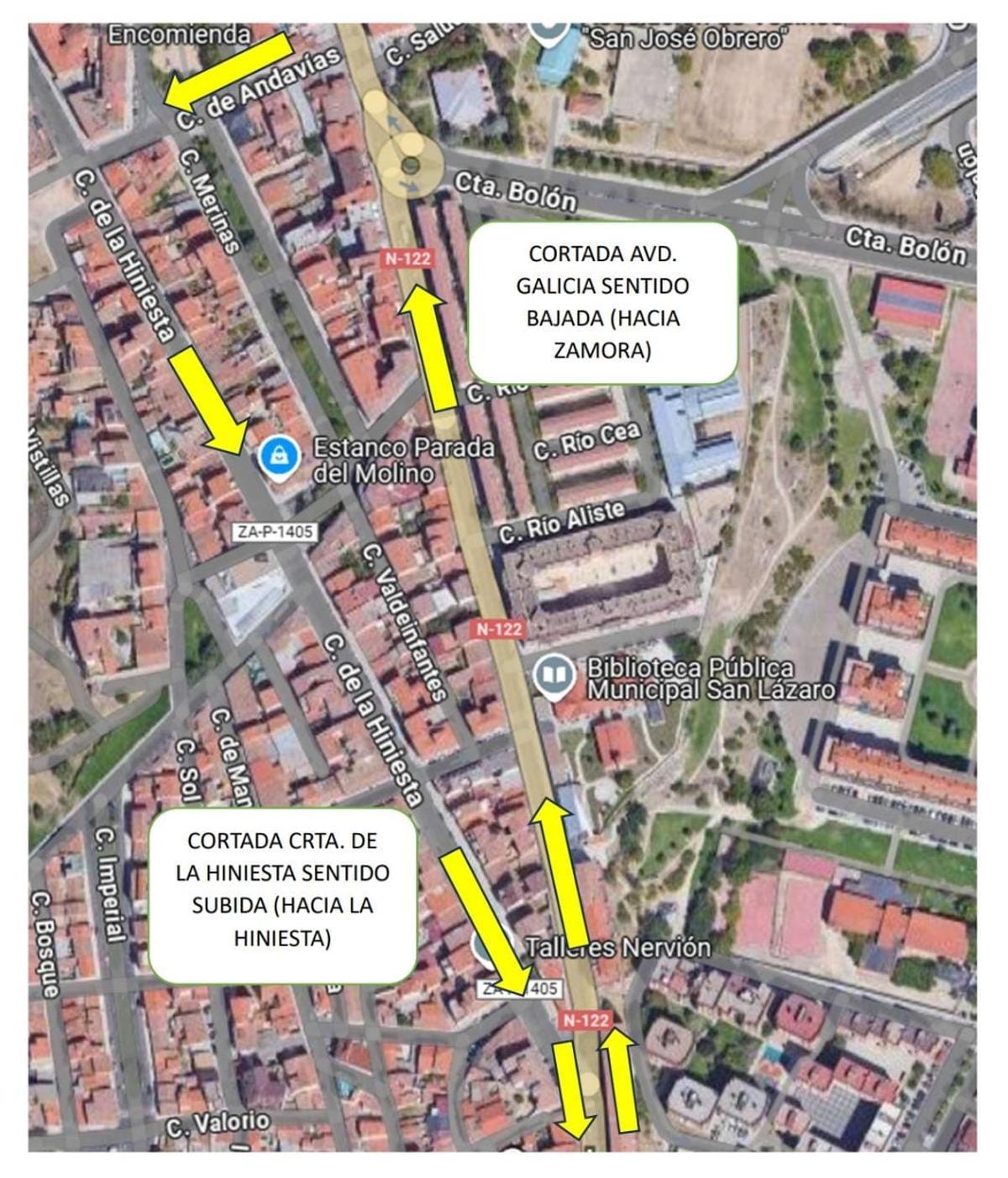 Esquema del cambio de tráfico en la avenida de Galicia anunciado para los próximos días.