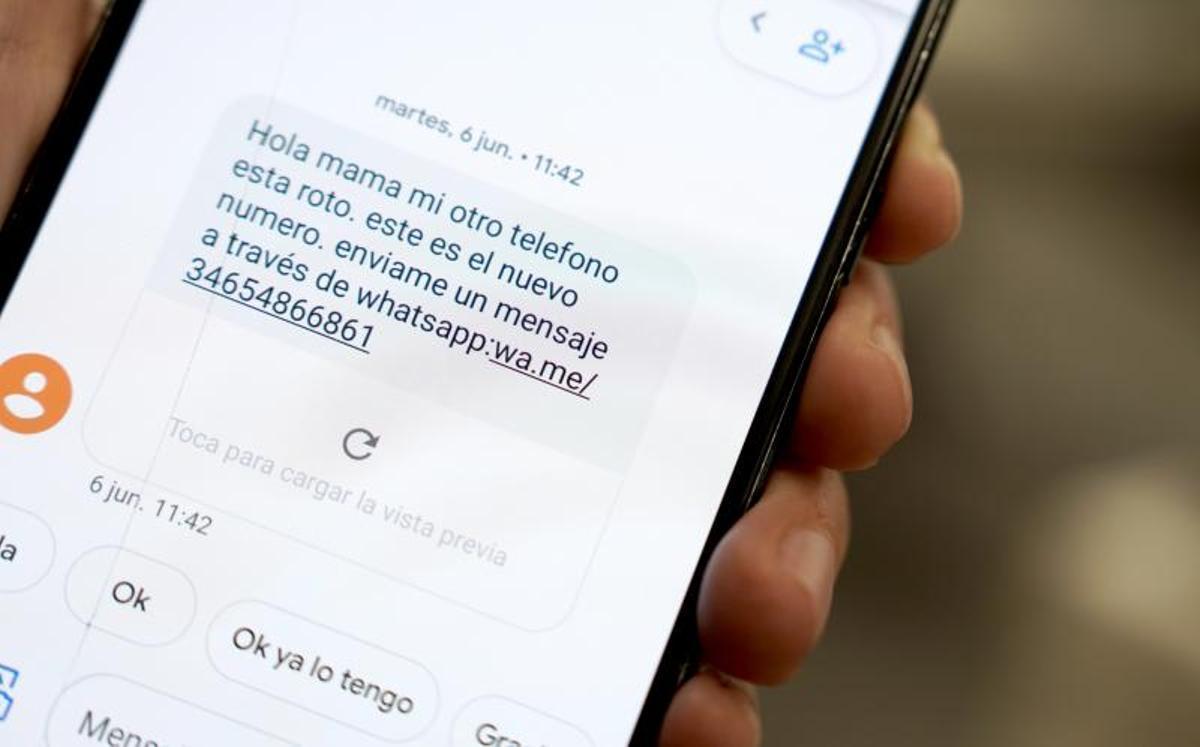 Ejemplo de un mensaje para estafar a los usuarios.