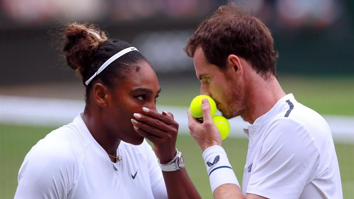 Murray y Serena Williams ganaron en su partido de dobles mixto en Wimbledon.