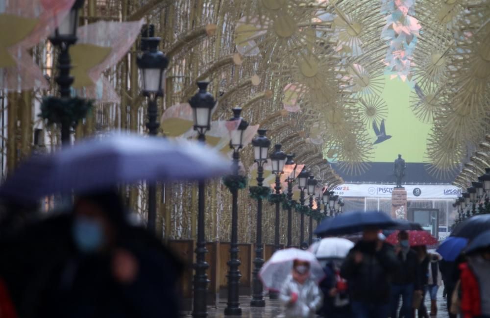 Lluvia en Málaga con la llegada de la borrasca Filomena.