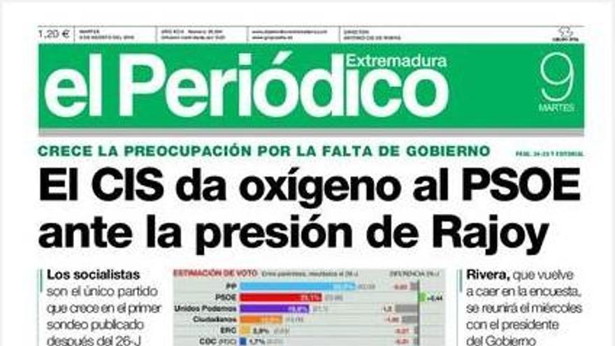 La portada de El Periódico Extremadura