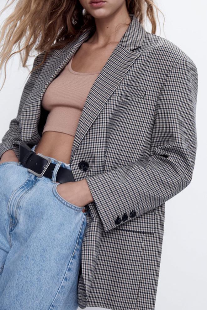 Blazer Cuadros Volumen de Zara