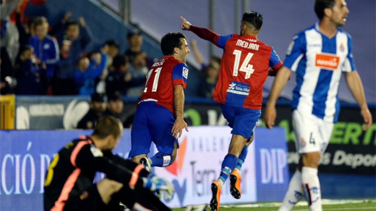 Imagen del partido entre Levante y Espanyol de esta temporada.