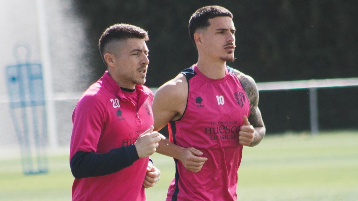 Francisco Portillo y Jaime Seoane, en un entrenamiento esta semana.