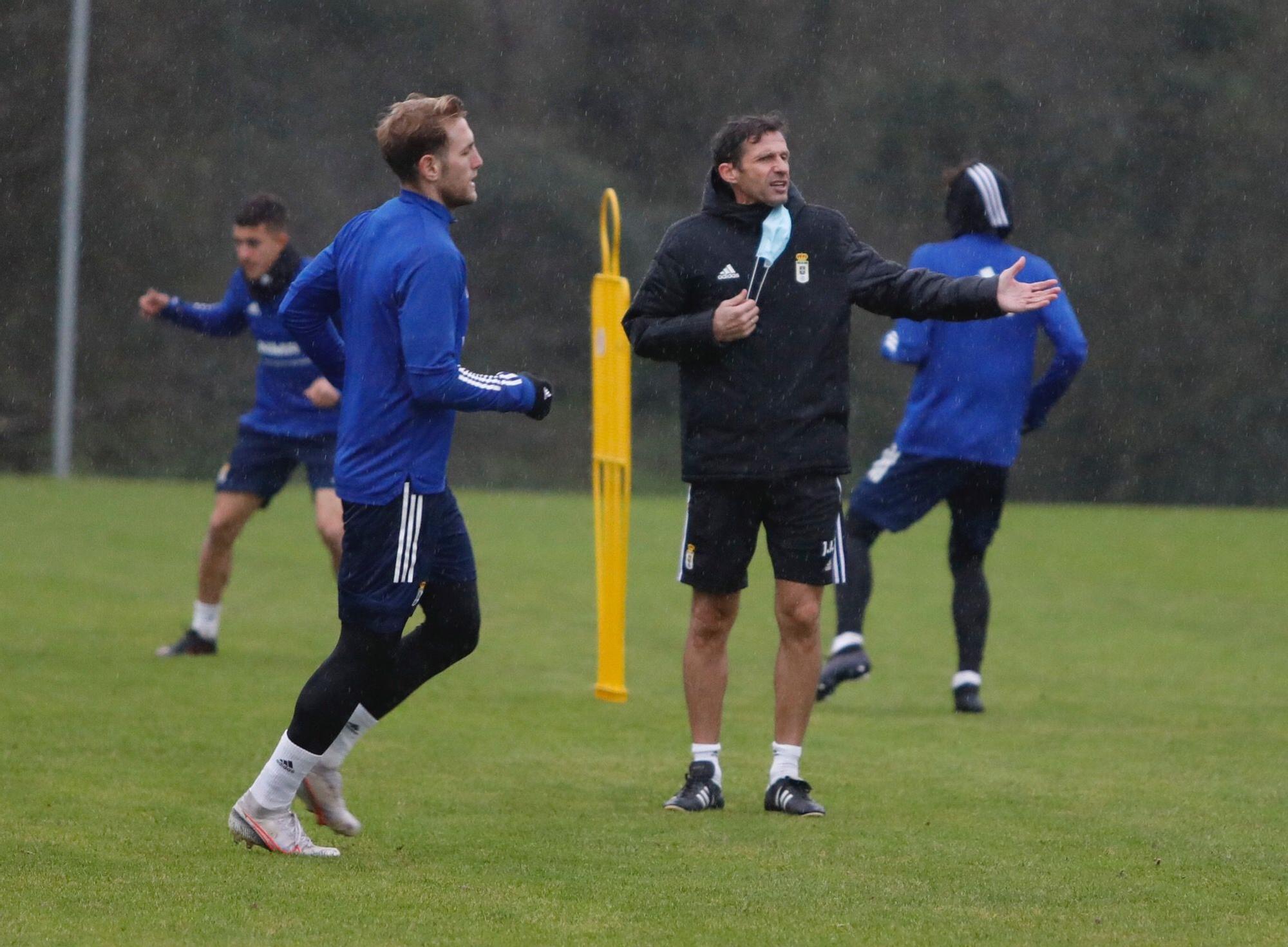 Entrenamiento del Oviedo tras empatar ante el Mallorca