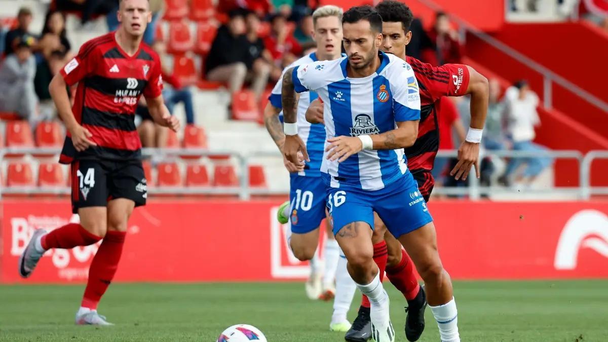 Lazo, jugando con el Espanyol ante el Mirandés
