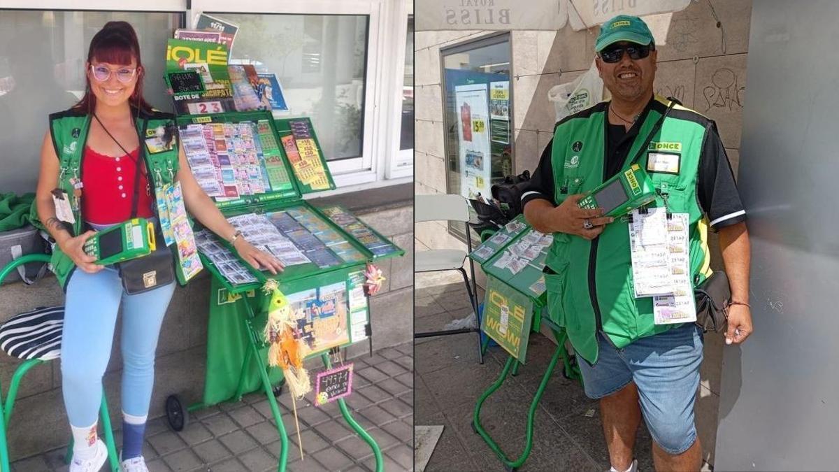 Jasmina y Juan Manuel, vendedores que repartieron los premios en Gran Canaria y Fuerteventura.