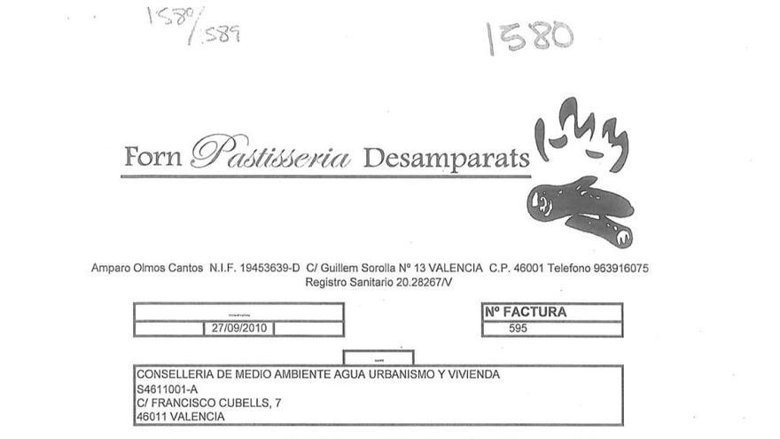 La factura de la compra de bollería por 800 euros para funcionarios el día del debate de Camps.