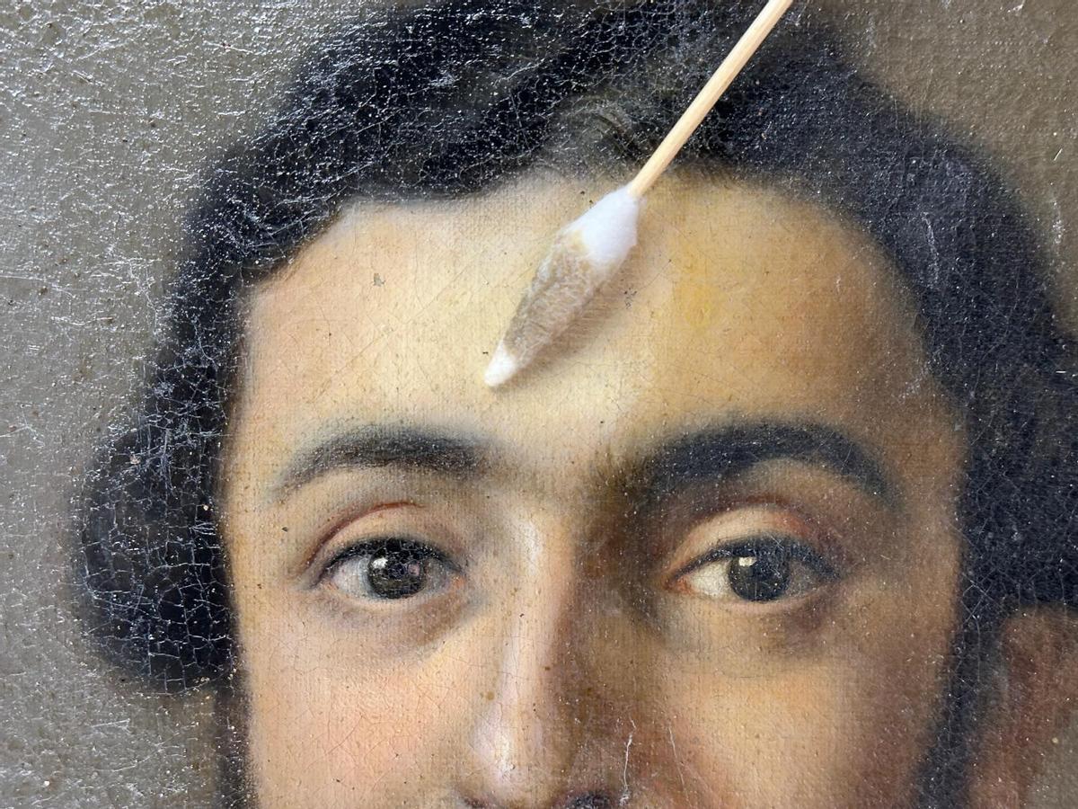 Proceso de restauración del 'Retrato de un magistrado' de Esquivel.