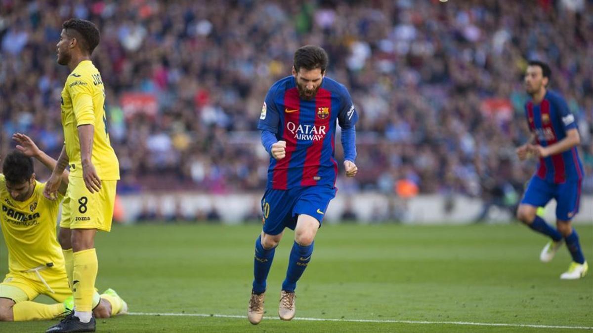Messi celebra su gol antes del descanso