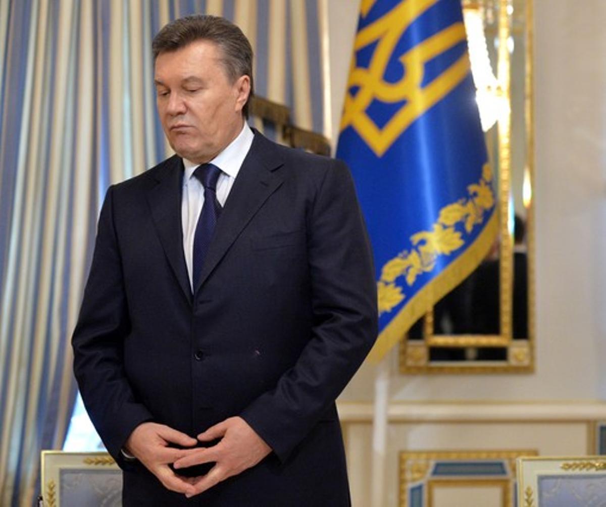 Víktor Ianukóvitx, el 21 de febrer, abans de ser destituït de la presidència d’Ucraïna. Víktor Ianukóvitx, el 21 de febrer, abans de ser destituït de la presidència d’Ucraïna.