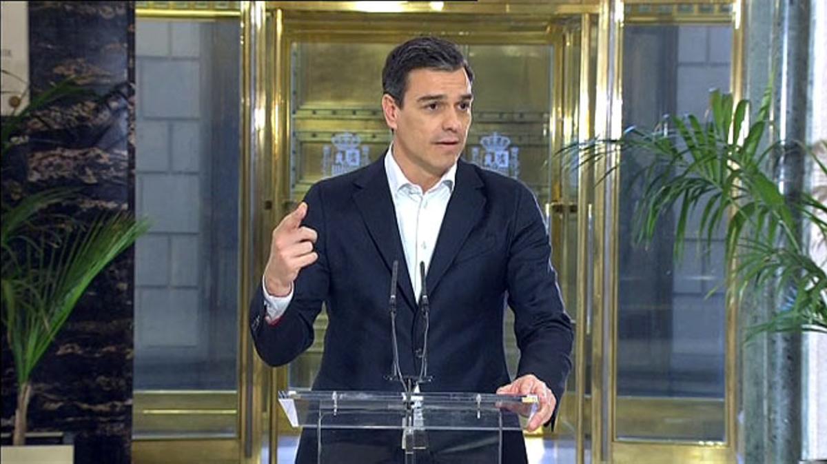 Declaracions del líder socialista Pedro Sánchez: Quan es vol el canvi, sobren les excuses.